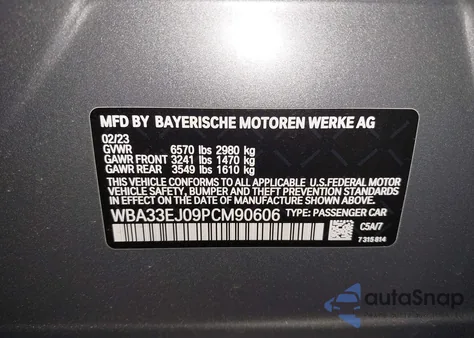 2023 BMW 760 I xDrive from USA, damaged, VIN WBA33EJ09PCM90606